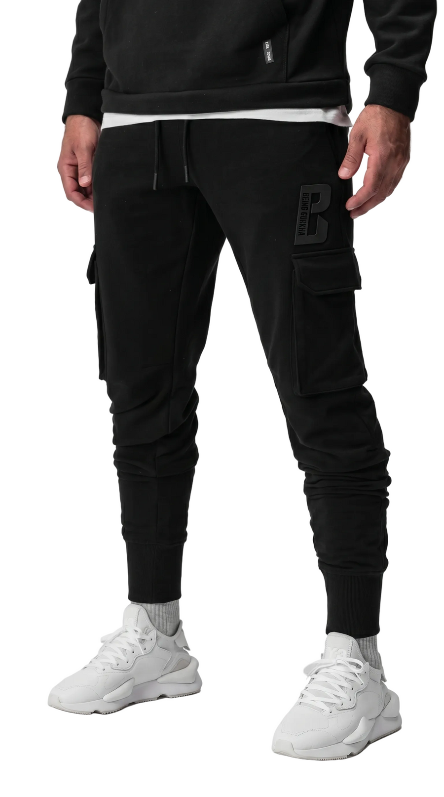 Being Gurkha Phantom High Rib Joggers in white — Gorkha heritage streetwear bottoms, premium fabric Australia